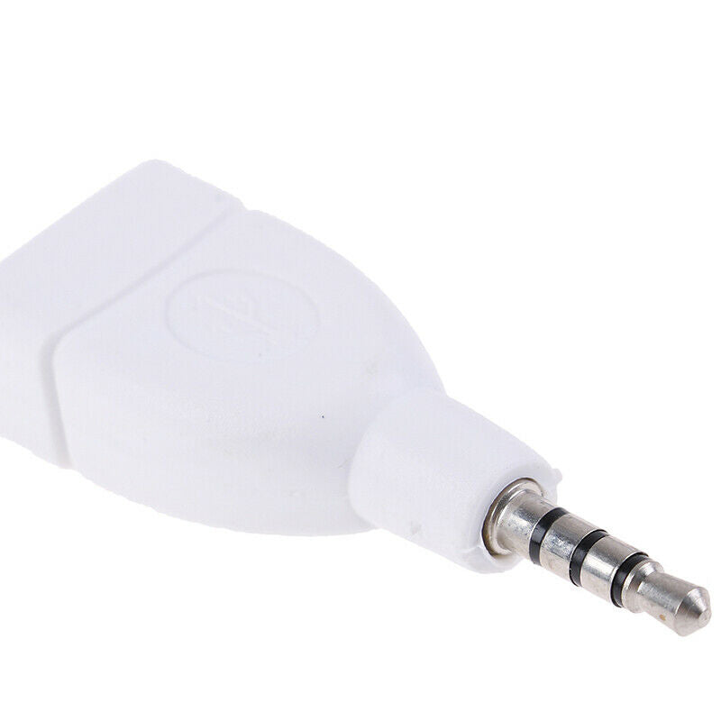 Converter Adapter USB 2.0 Female to 3.5mm Male AUX Audio Car Plug Jack white Gy