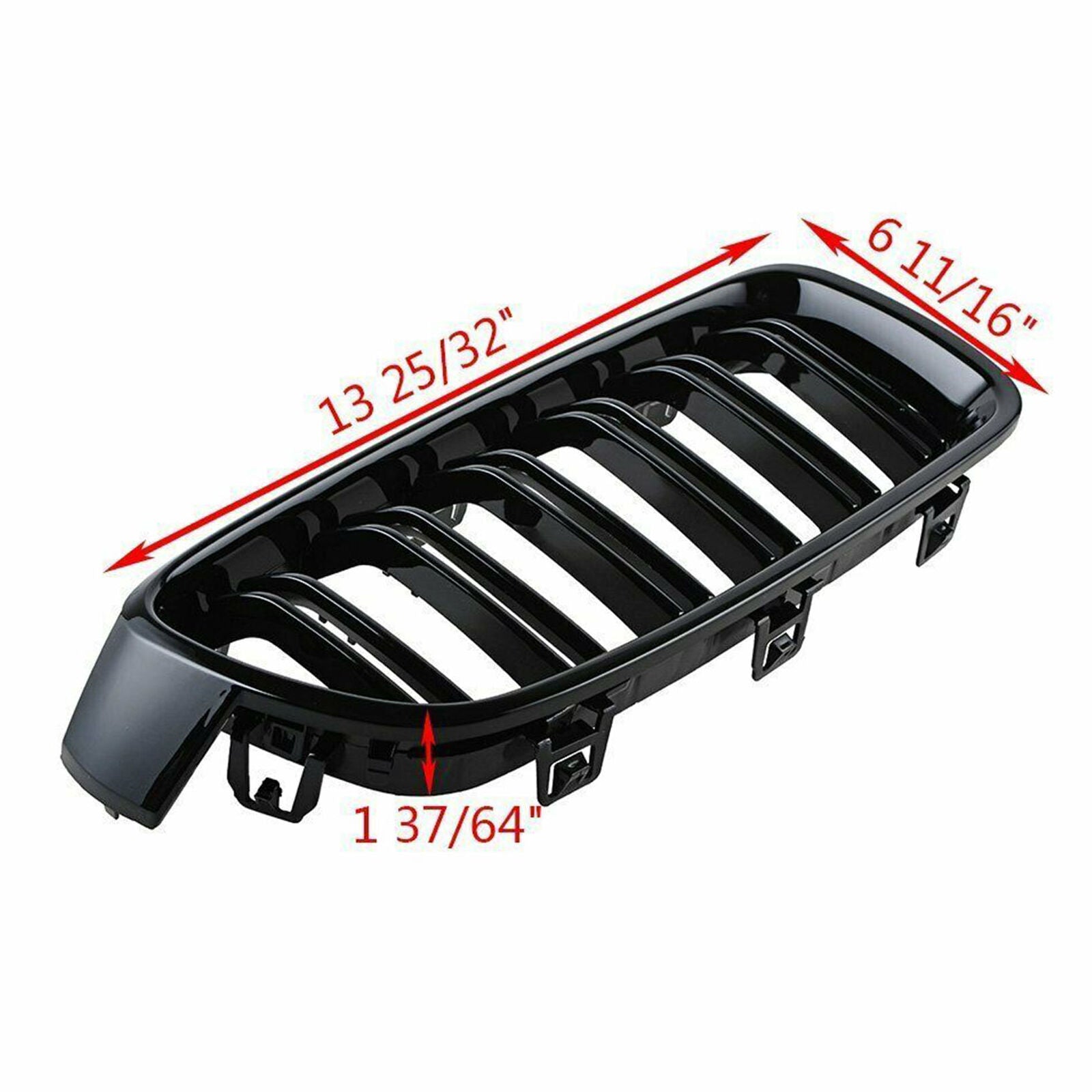 Front Bumper Kidney Grill Grille For BMW F30 F31 F35 3 Series Gloss Black 2 Line