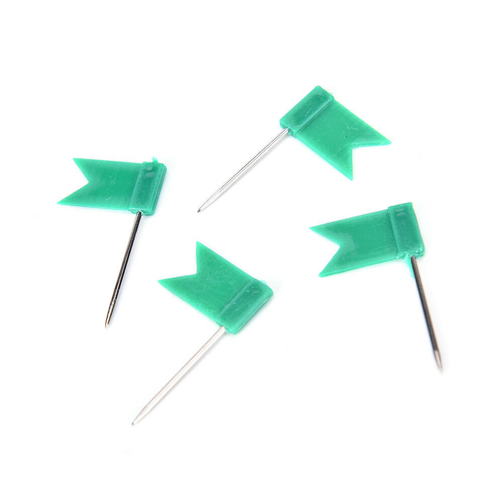 50X Flag Marker Shape Map Pins Cork Notice Board Push Pin Assorted Offic.l8