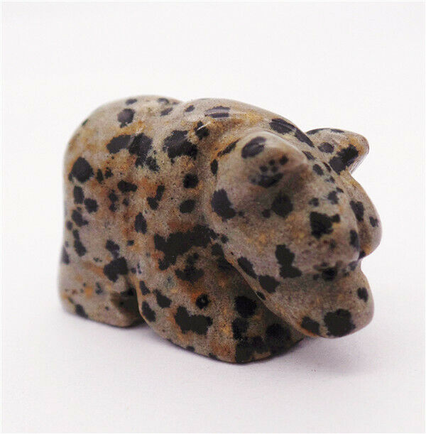 35x23x15mm Natural Dalmation Jasper Carved Bear Decoration Statue Decor HH7751