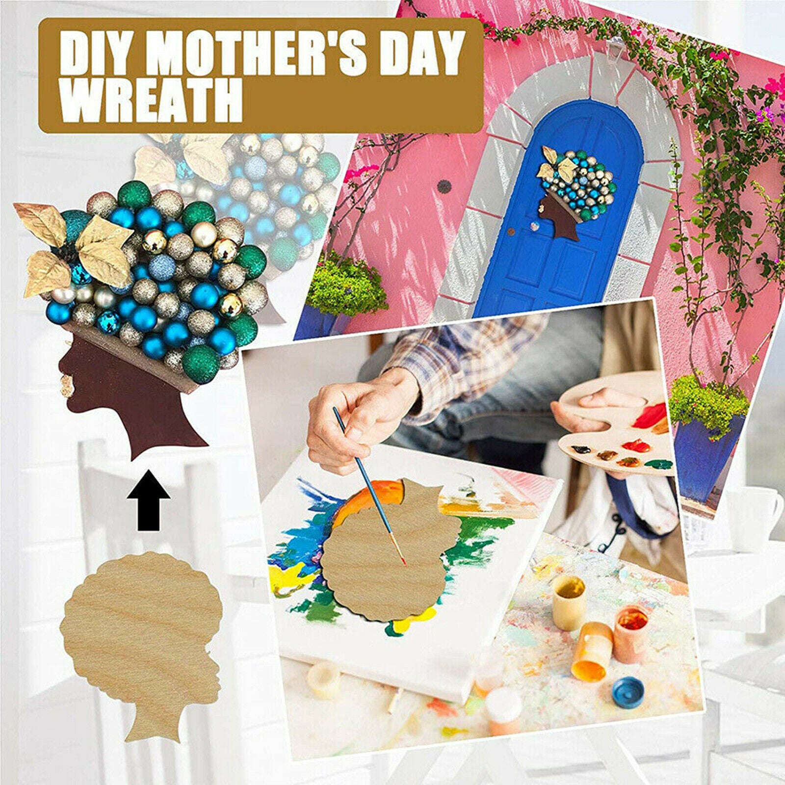DIY Wooden Template Wooden Signs for Crafts, Wreath Birthday Party