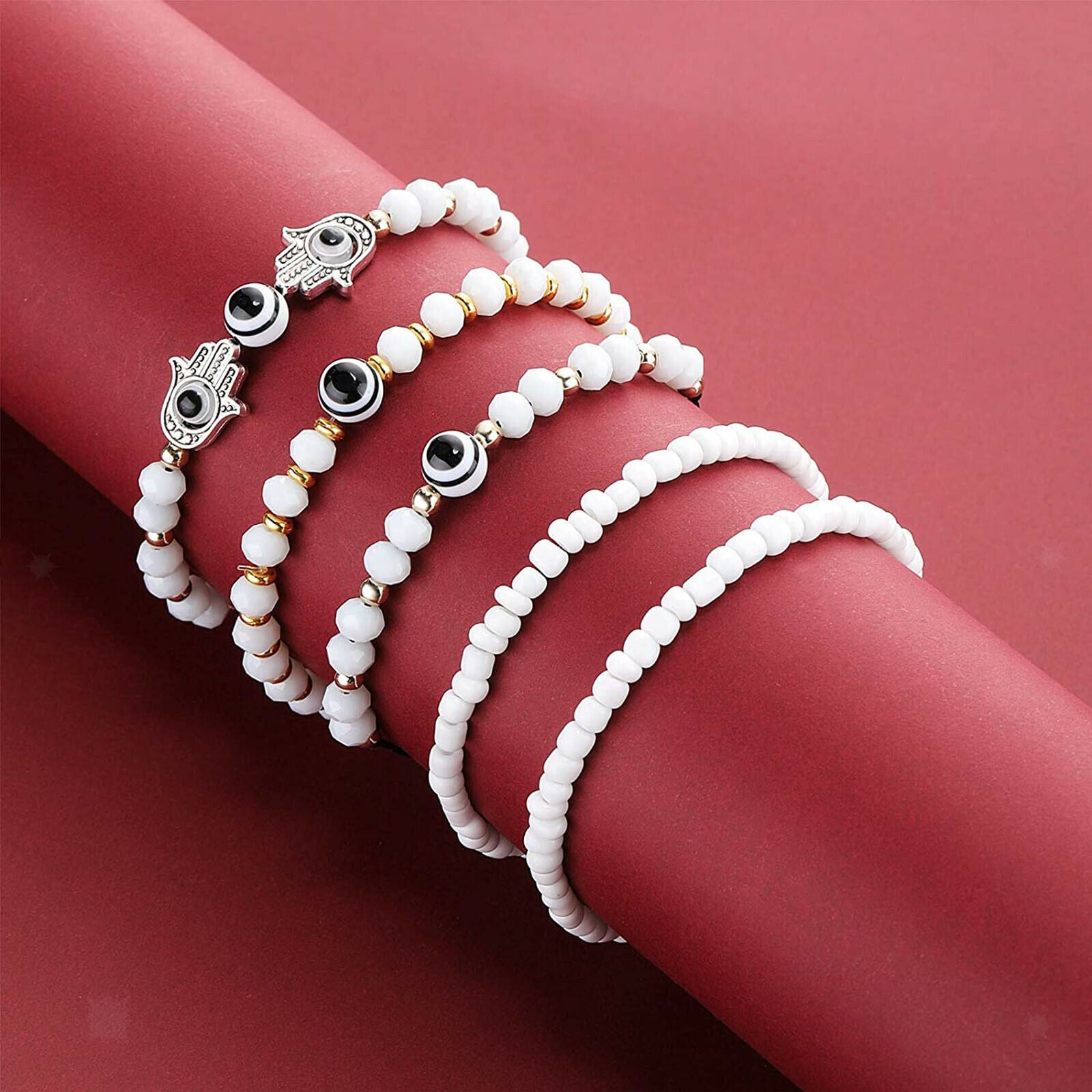 450x Evil Eye Beads Stripe Spacer Beads Handmade Bracelet Earring 15 Colors