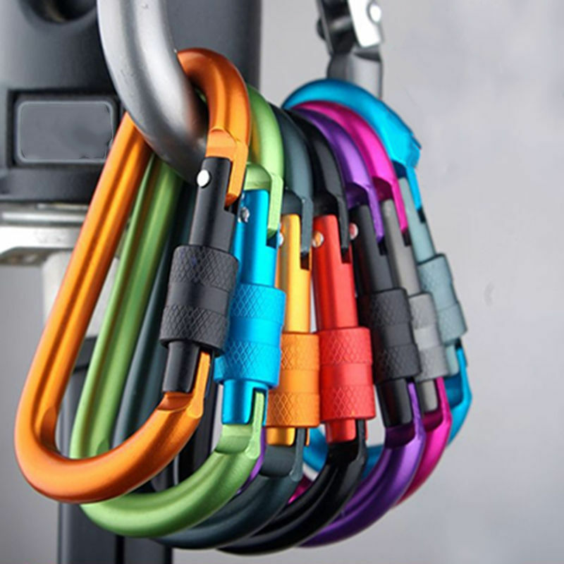 5Pcs Aluminum Carabiner D-Ring Clip Hook Camping Keychain Screw Locking.l8