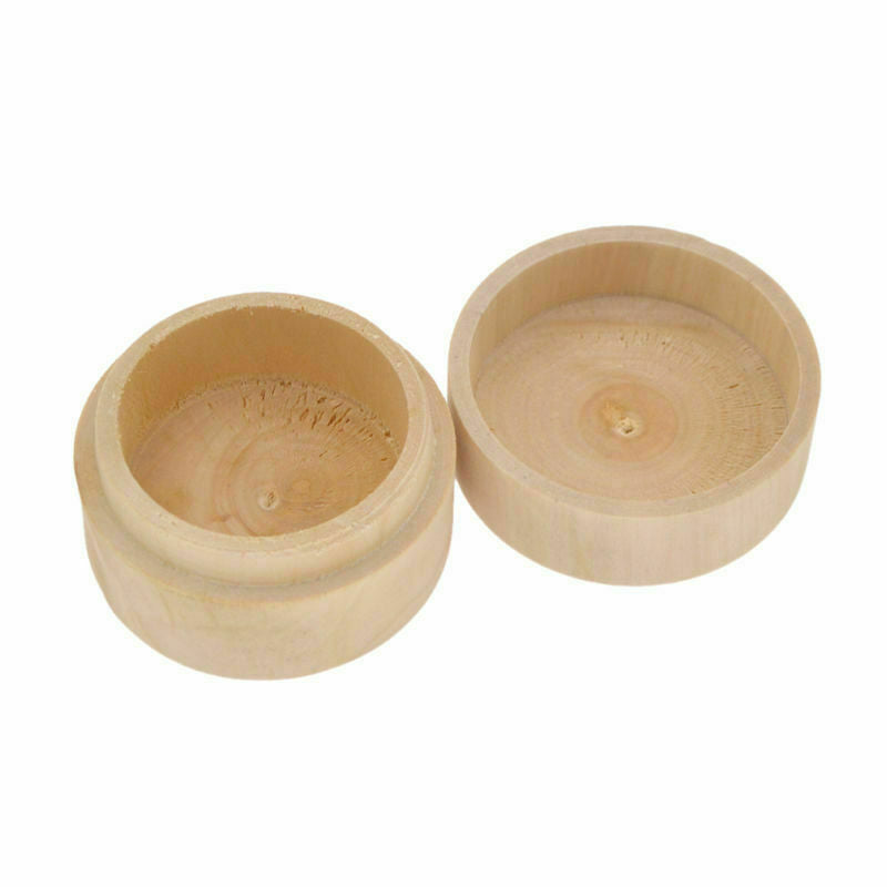 2x Round Wooden Jewelry Box Wedding Ring Earrings Holder Storage Case Container