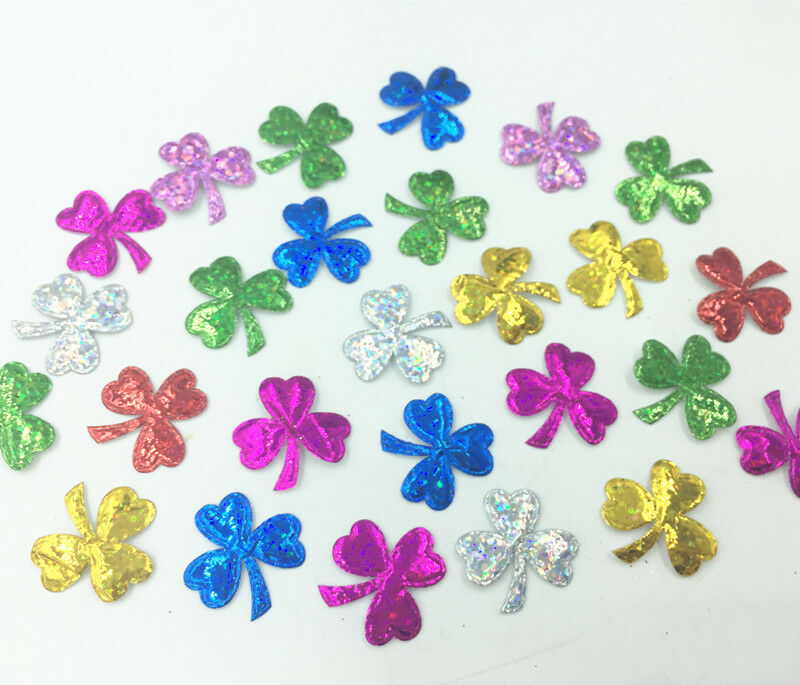 100X Shiny Applique Heart-shaped petals Fabric Patch diy craft Decoration 22mm