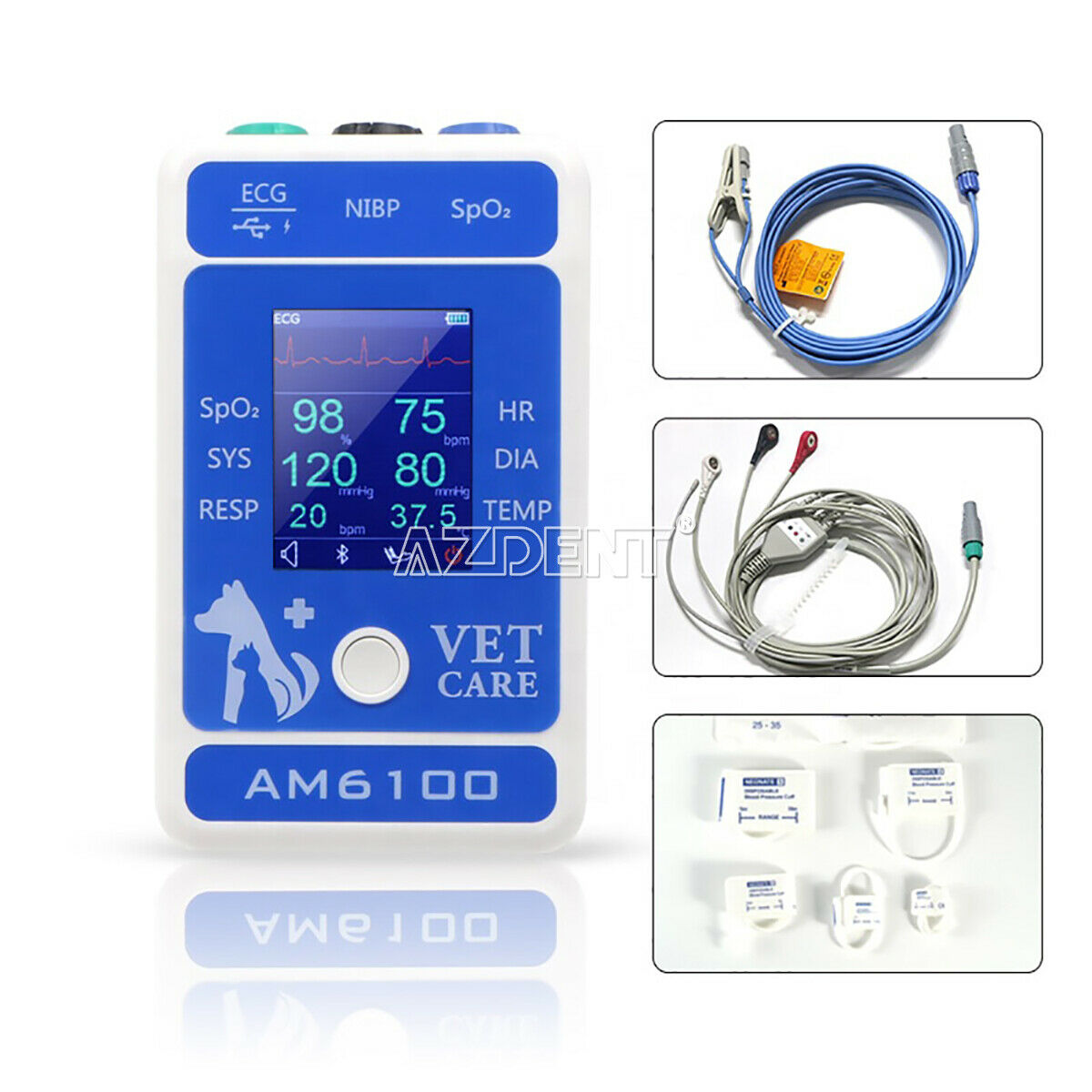 Veterinary Patient Monitor Pet Animal Portable Monitor Android NIBP SpO2 ECG USA