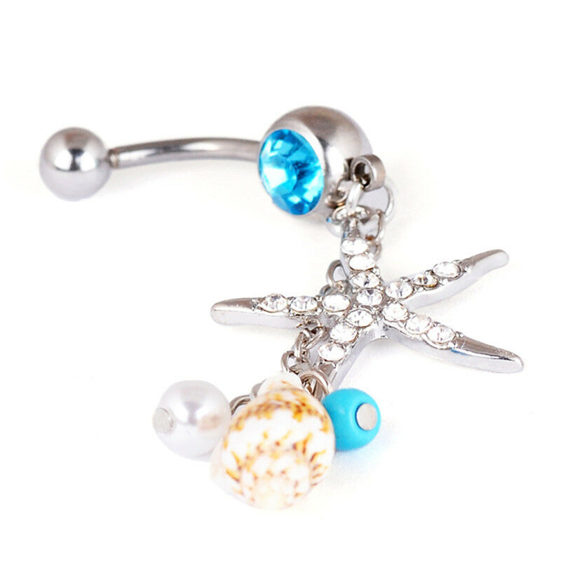 Surgical Steel Crystal Starfish Conch Body Navel Belly Ring Button Piercin.l8