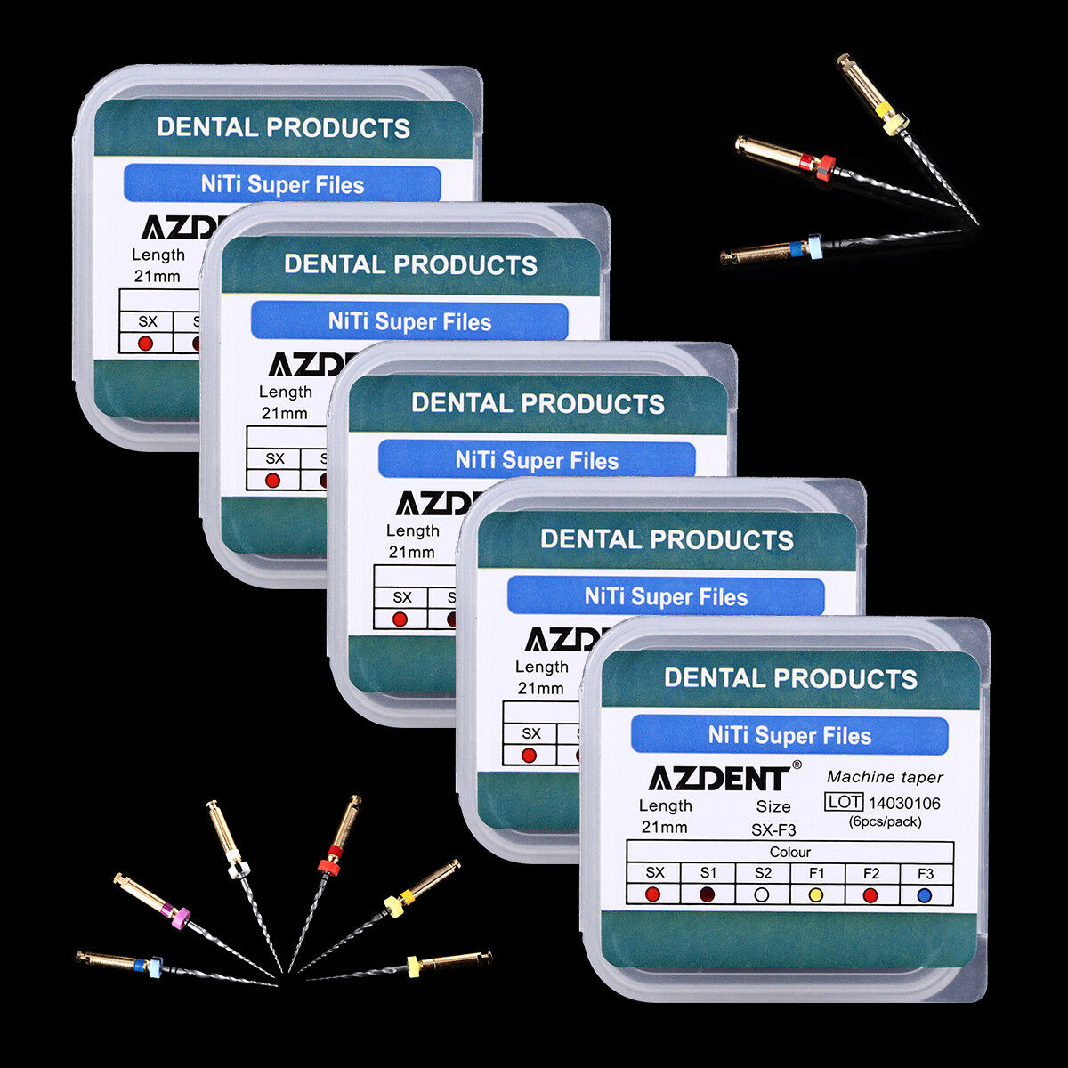 20 X AZDENT Dental Endo NiTi Taper Super Rotary File Engine Use SX-F3 21mm
