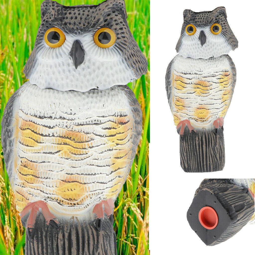 Vivid Owl Decoy Animal Statue Weed Pest Control Bird Scarer Lawn Ornament A