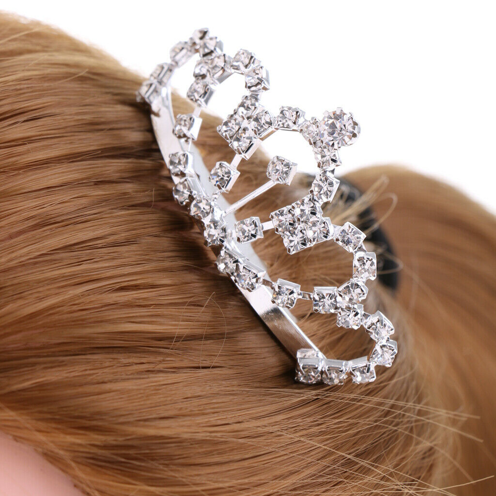 Children Girl Princess Mini Crown Comb Diamante Rhinestone Tiara Hair Clip