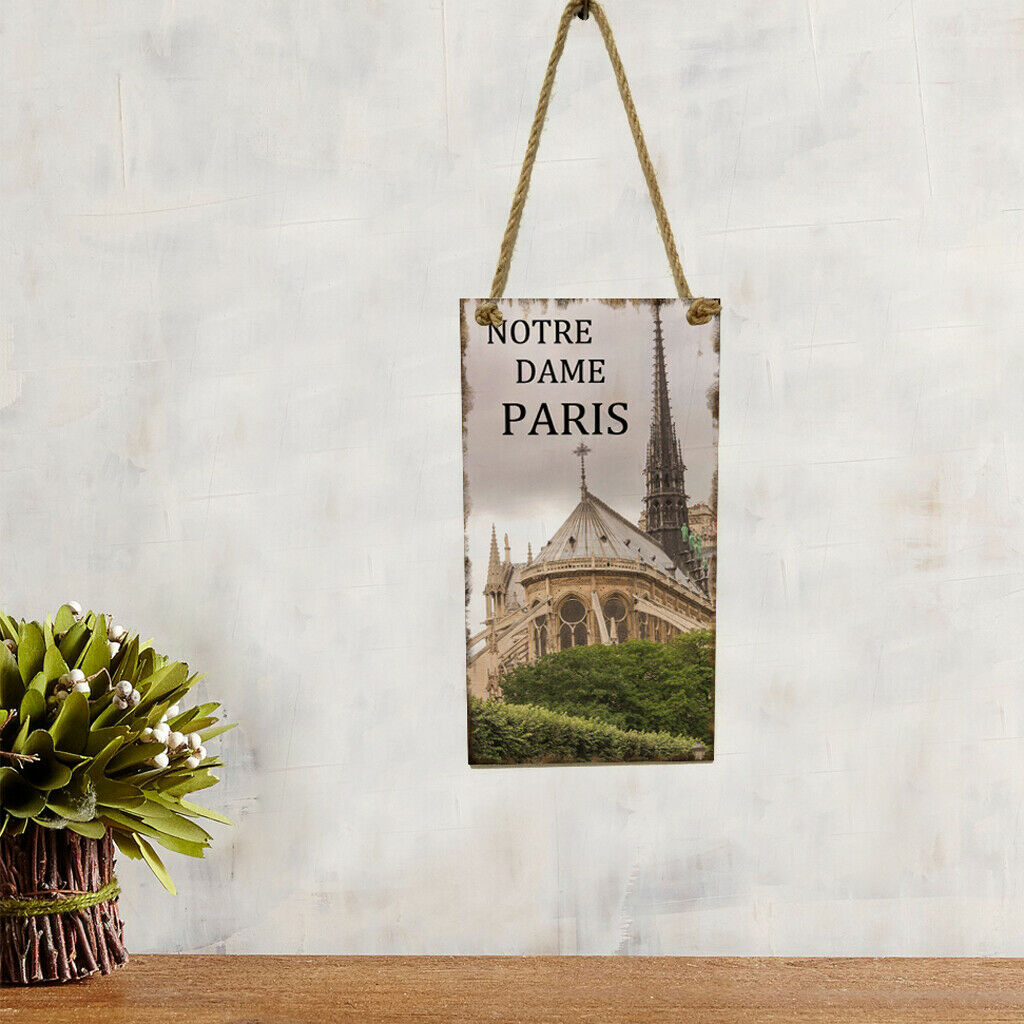 Hanging Wall Poster DIY Hanging Wooden Plaque Notre Dame de Paris Style 1