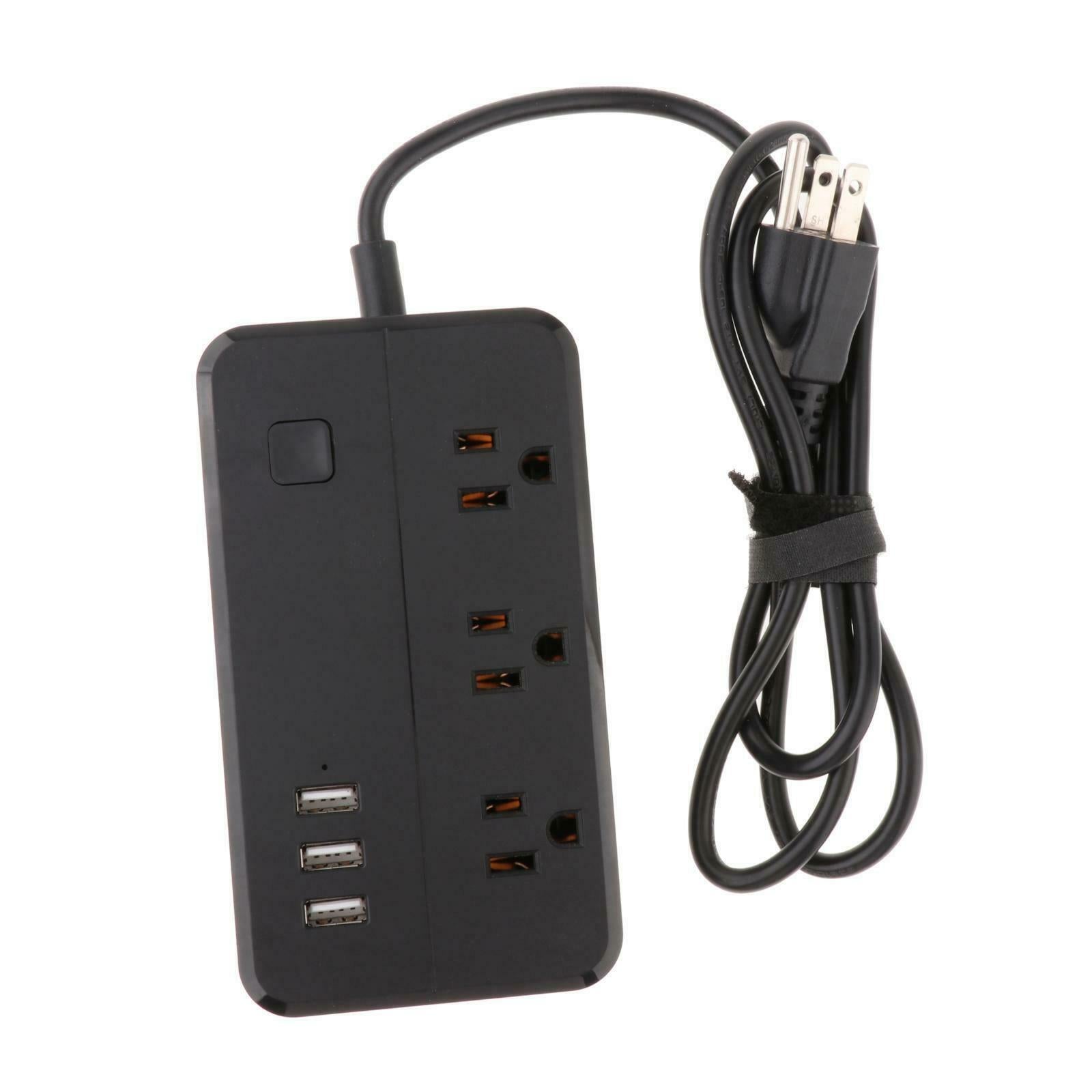 Smart Power Strip 3 USB Charger Adapter Surge Protection for Home Office