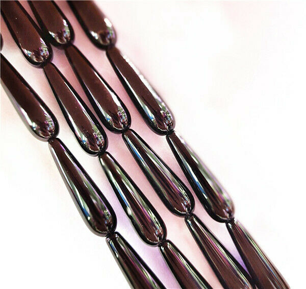 1 Strand 30x8mm Black Obsidian Teardrop Loose Beads Jewelry Making 15.5" HH8527