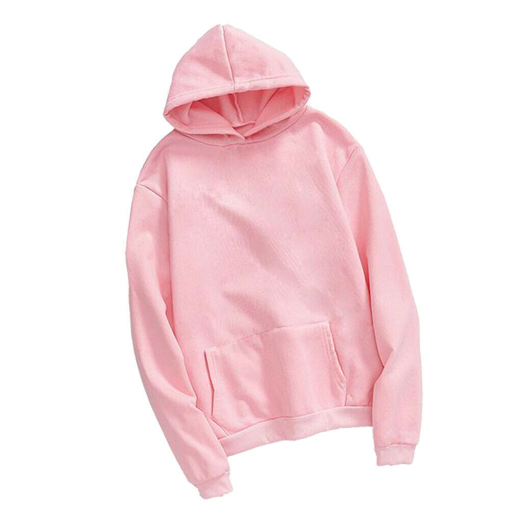 Women Mens Hooded Fleece Sweatshirt Casual Basic Pullover Sweatshirt M