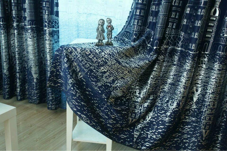 2pcs Castle Window Curtains Set Sheer Curtain&Cloth