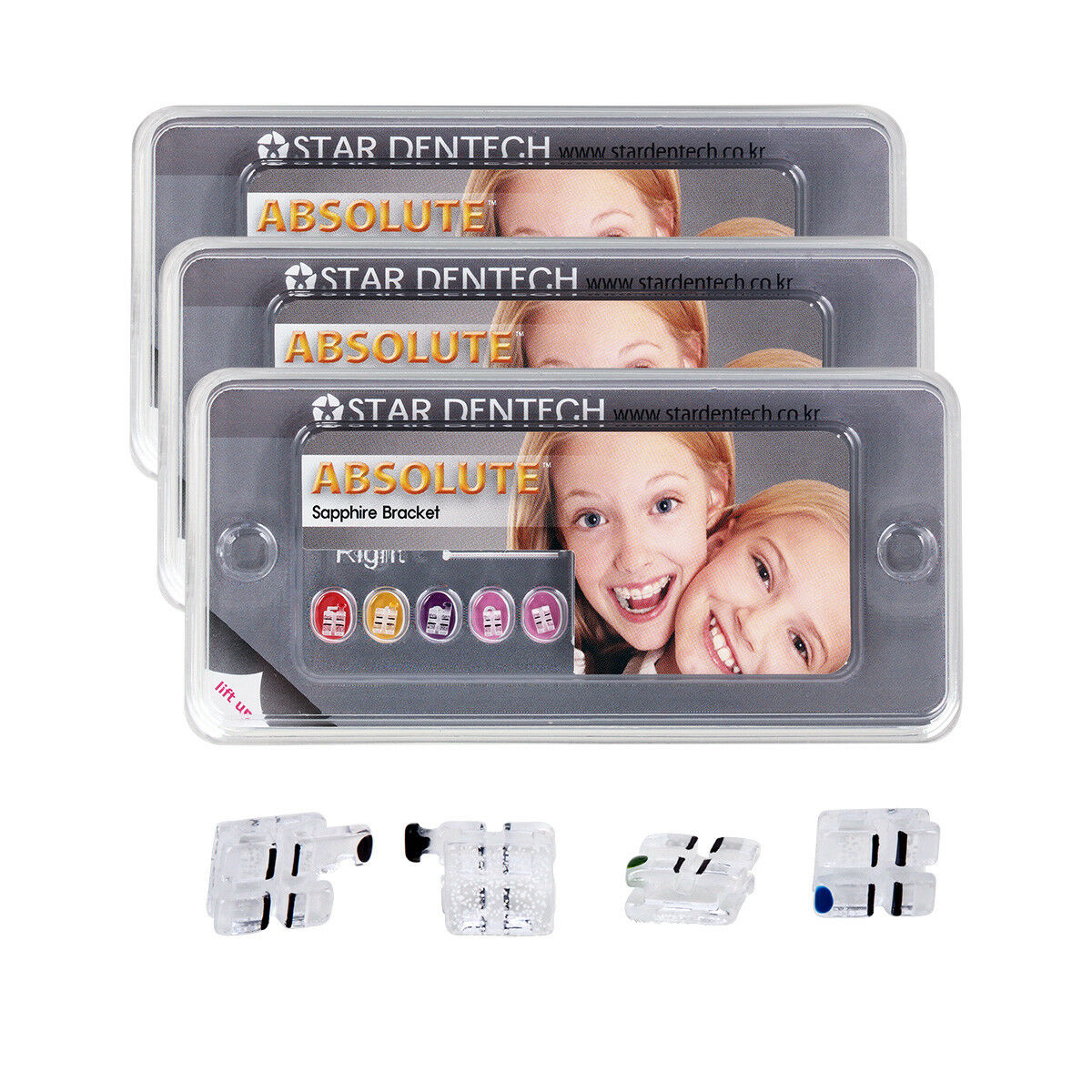 3X ABSOLUTE Dental Monocrystalline Clear Ceramic Brackets MBT 022 Hooks 3 4 5