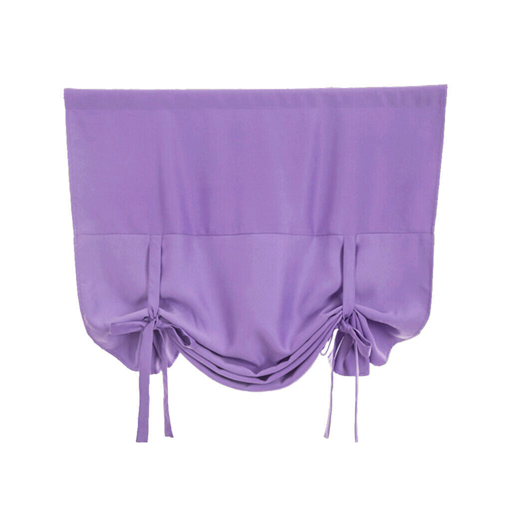 Thermal Insulated Grey Blackout Curtain Tie Up Shade for Small Window Purple