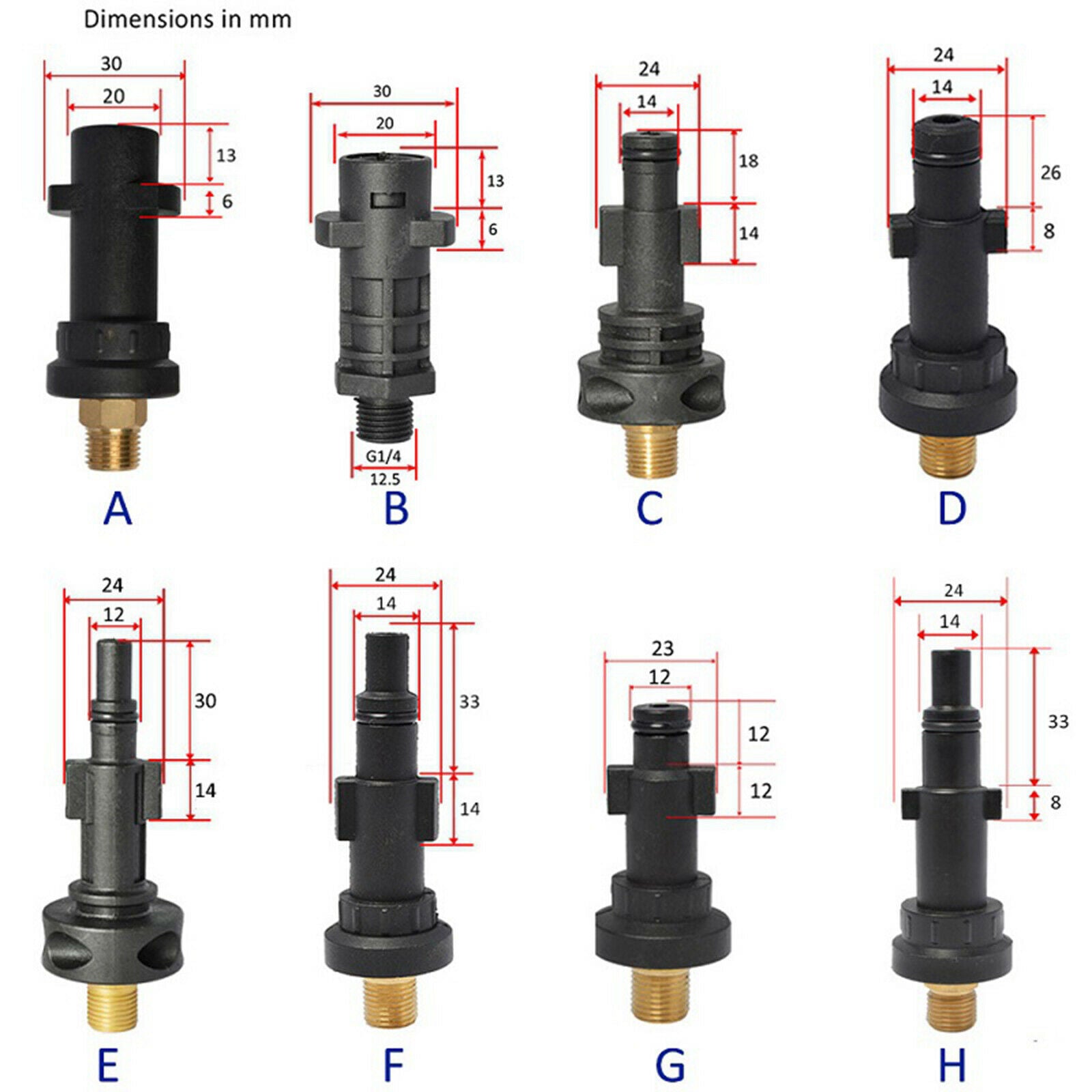 1pc 1/4 Inch Pressure Washer Adapter 2300PSI Foam Generator Car Washing B