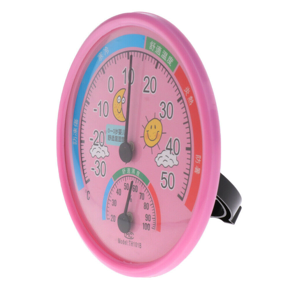 Indoor Outdoor Thermometer Temperature Meter Wet Hygrometer Humidity Pink