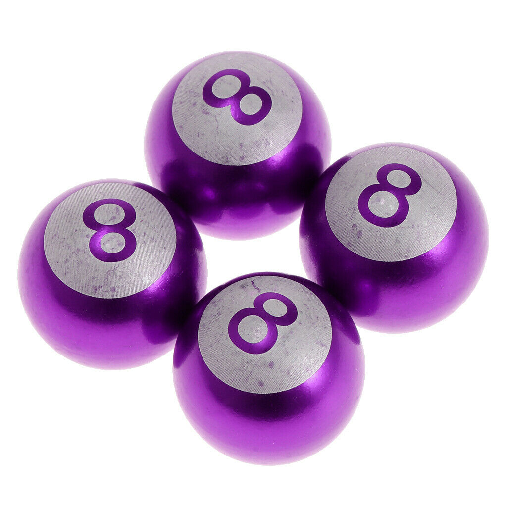 4 Pieces Purple Auto Cars Bicycle Motor Wheel Tire Valve Caps Accessories 8 Ball