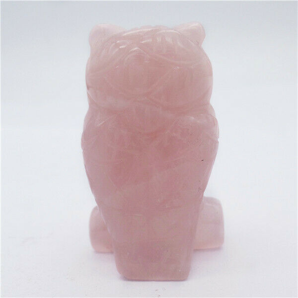 50x28x20mm Natural Rose Quartz Carved Owl Decoration Statue Home Decor HH7923