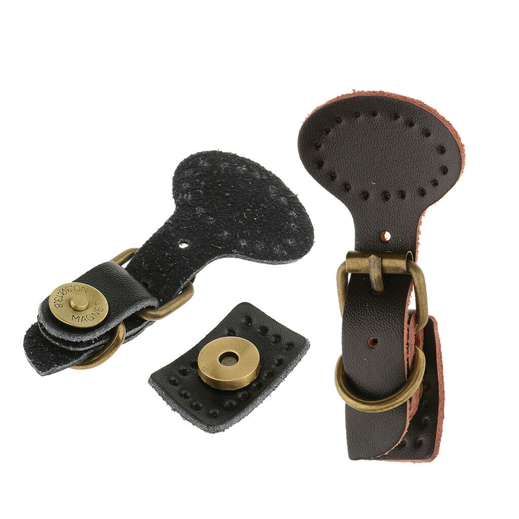 2 Sets Sew On Leather Buckles Magnetic Snap Fastener DIY Replacement For Bag