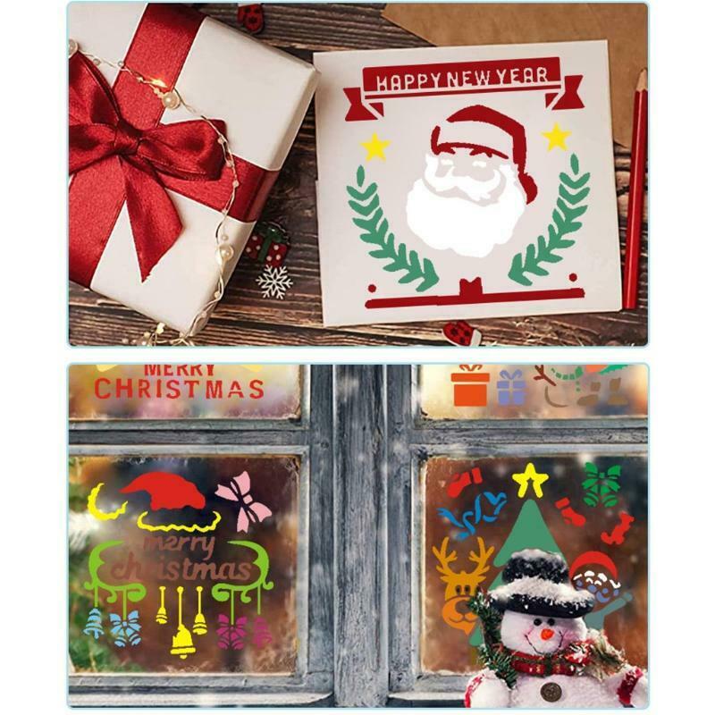 16Pcs Christmas Drawing Templates Painting Stencils for Kid Card Making Notebook