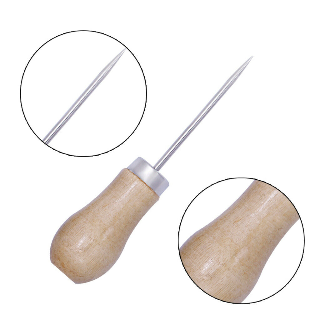 3pcs Punch Needles with Wooden Handle Excellent Tool for Sewing or Repairing