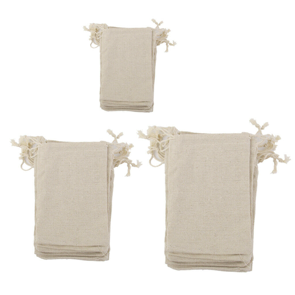 30 PCS Cotton Burlap Drawstring Pouches Gift Bags Wedding Party Favor Jewelry