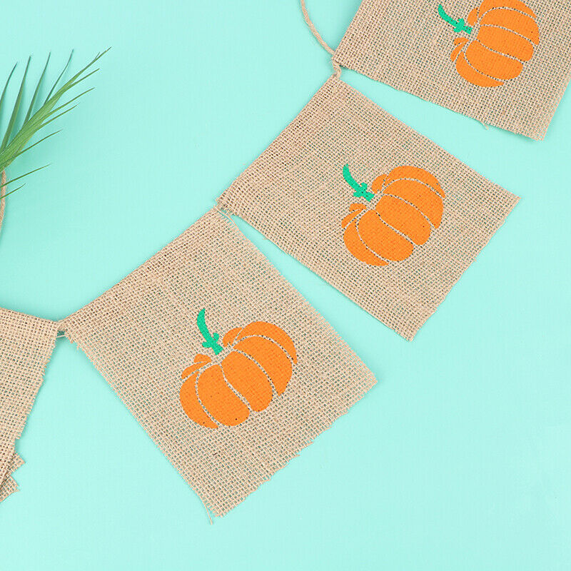 Linen Pumpkin Flags Cartoon Banner Fall Wedding Birthday Banner Outd EAD TL