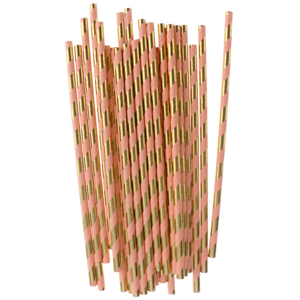 25 Pieces Paper Disposable Drinking Straws Biodegradable Wedding Party Favor