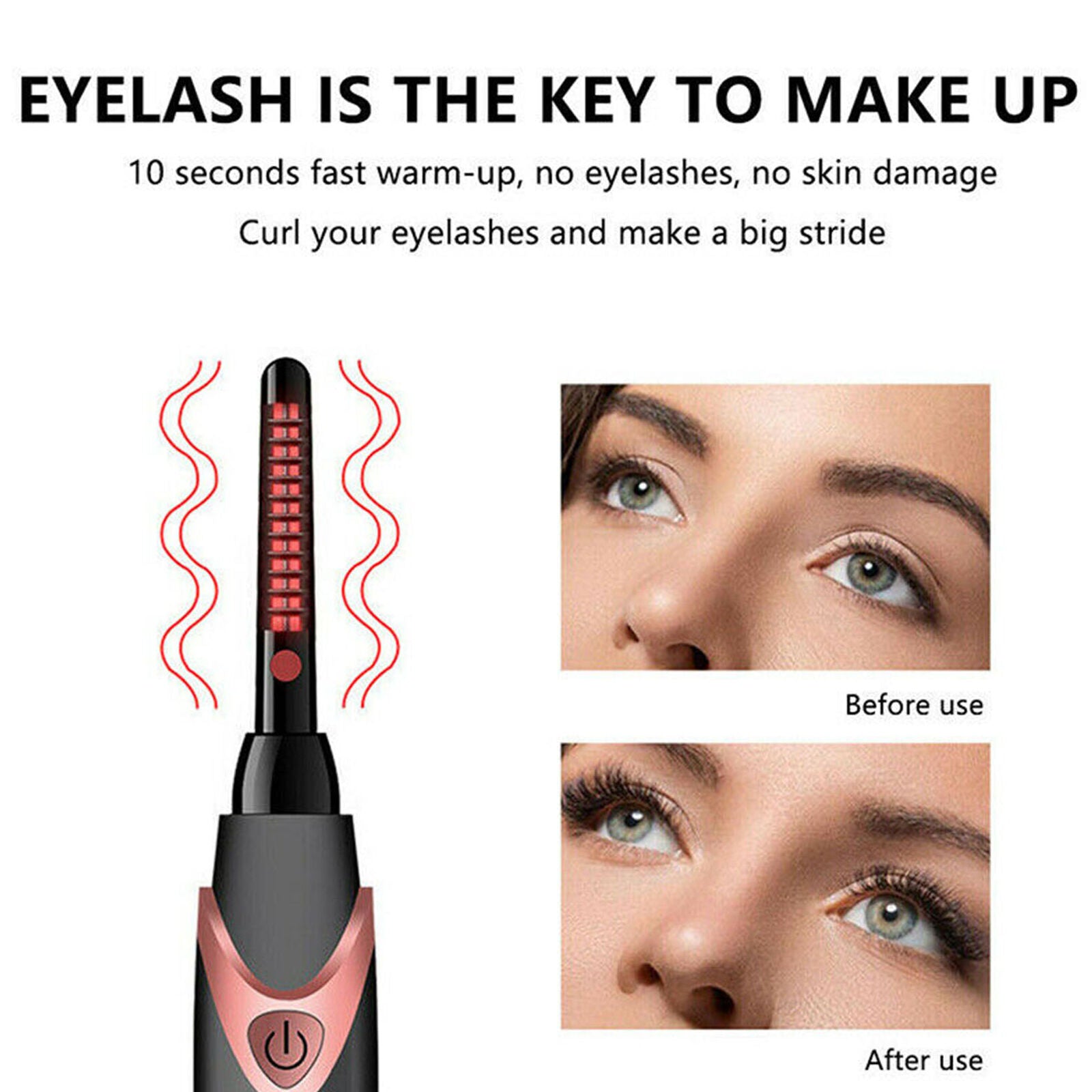 USB Rechargeable Electric Heated Eyelash Curler Beauty Makeup Tool Portable
