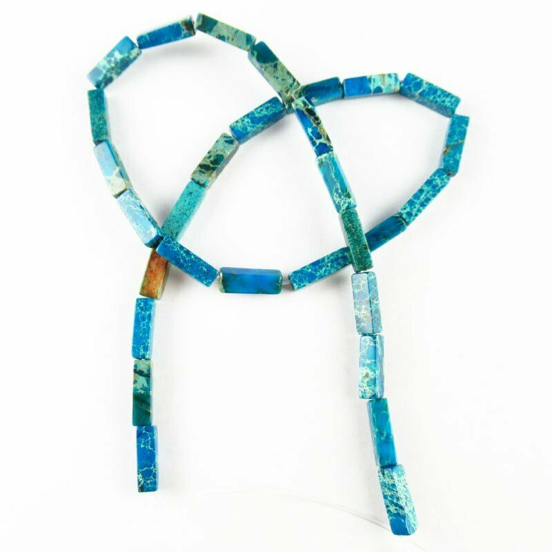 14x4x4mm Blue Man-made Sea Sediment Jasper Oblong Loose Bead 15.5 inch 594DHS