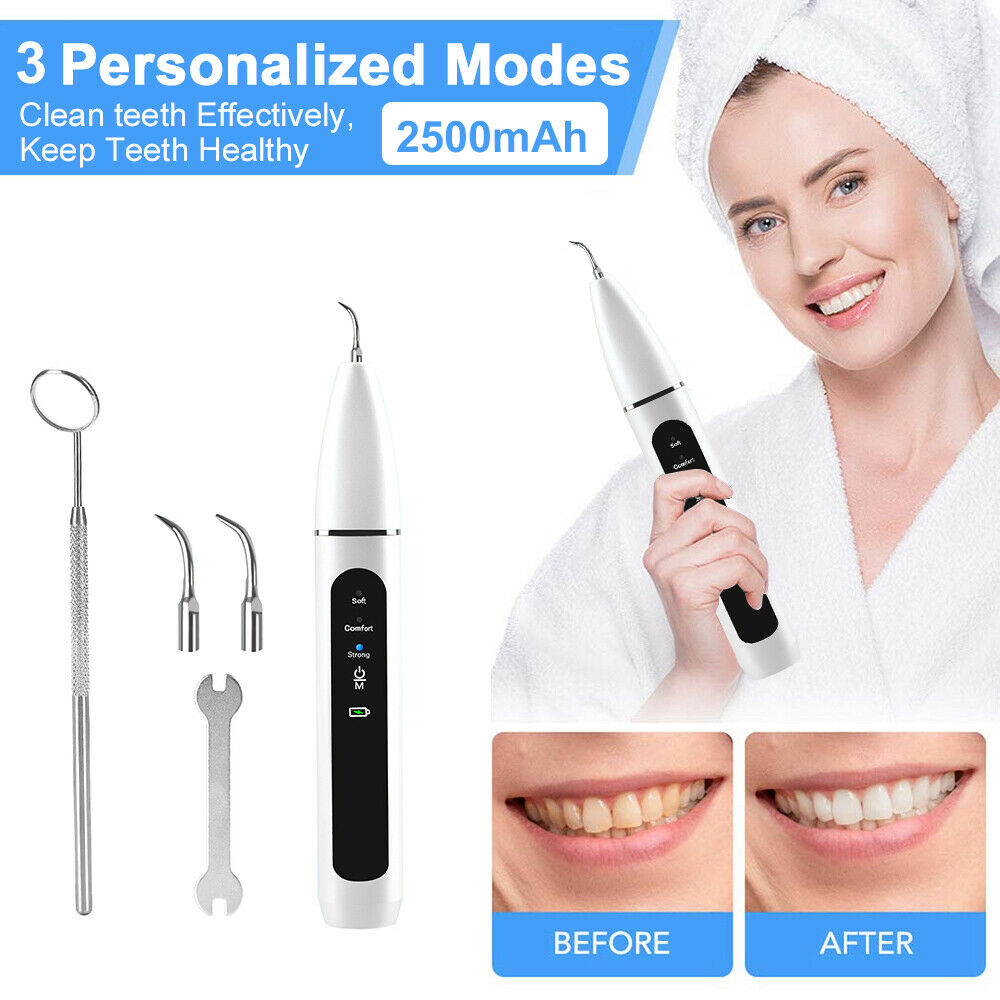 Electric Ultrasonic Dental Calculus Remover Tartar Scaler Scraper Tooth Cleaner