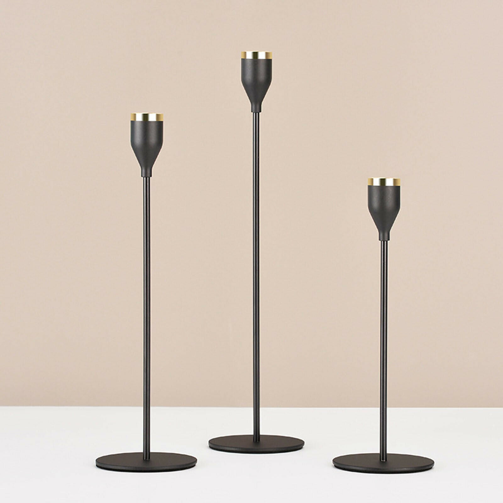 3x Metal Candle Holders Candlesticks Candelabra for Home Taper Pillar Candle