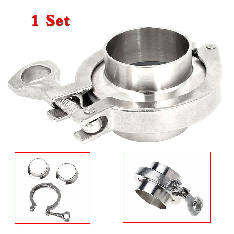 2" 51mm Stainless Steel Flange Pipe Weld Ferrule w/Tri Clamp PTFE Gasket Kit