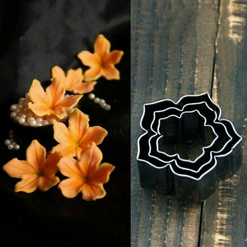 3Pcs Flower Cookies Cutter Pastry Biscuit Cake Decorating Mold Mould Tools