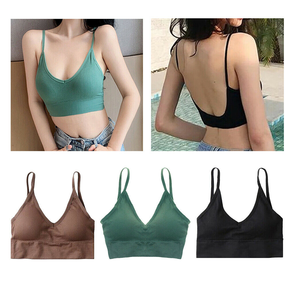 3Pcs Ladies Girls Nylon Bralette Comfort Bra Camisole Crop Top Yoga Bra