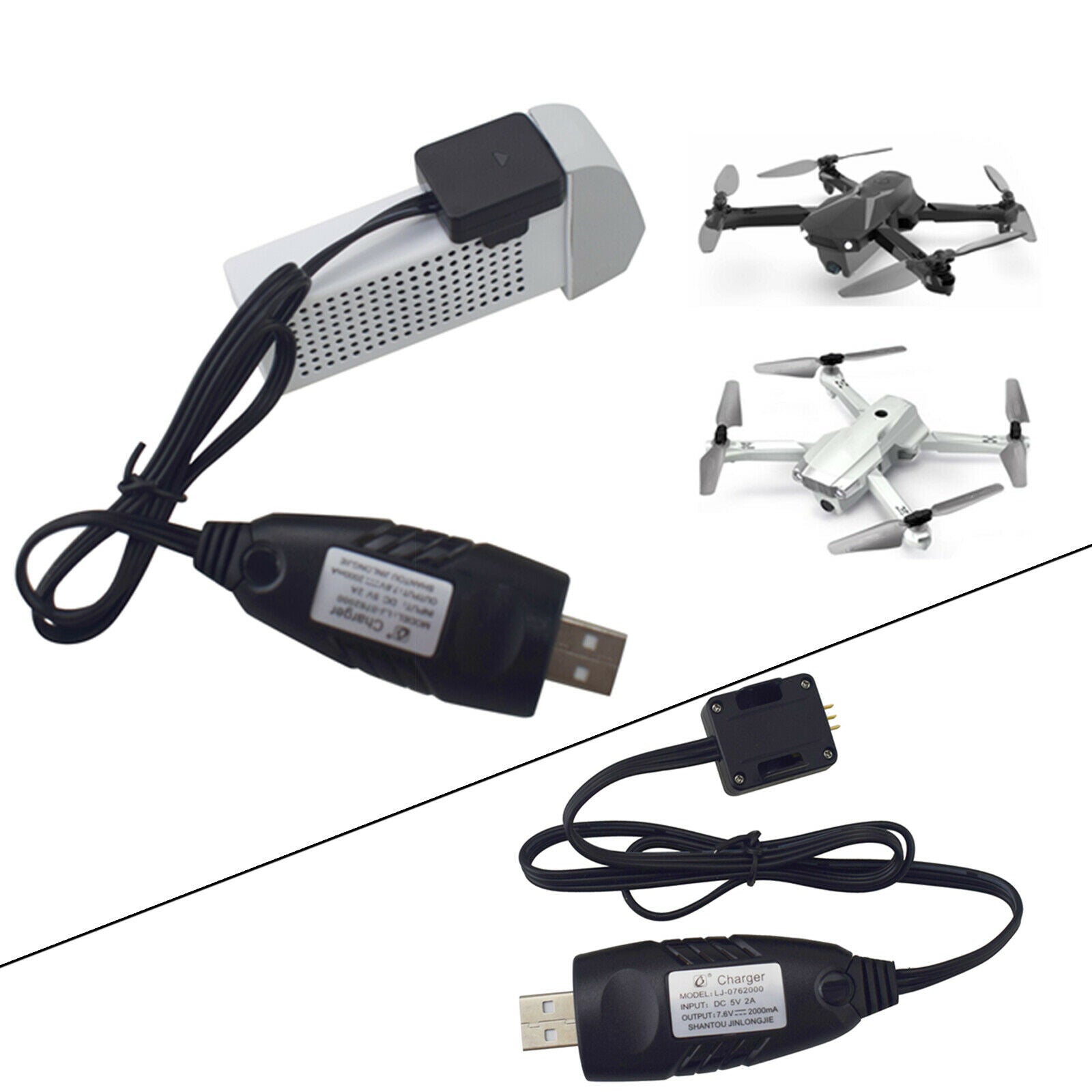7.6V RC Drone USB Charger Li-po Battery Charging Cable for Z6 HS175 D65