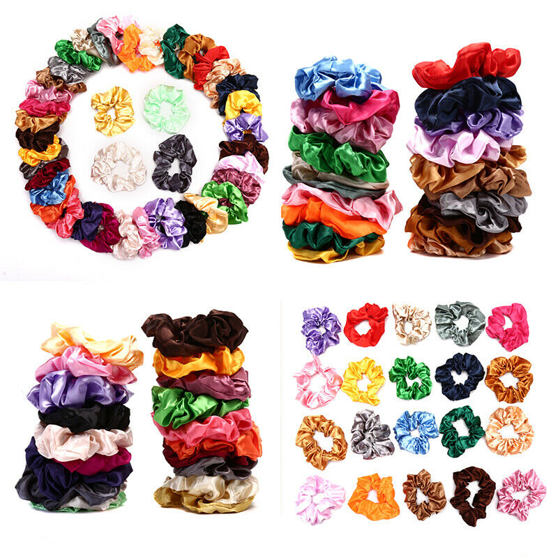 40 Pcs Hair Silk Scrunchies Satin Elastic Hair Bands Hair Ties Ropes Hair _A FG