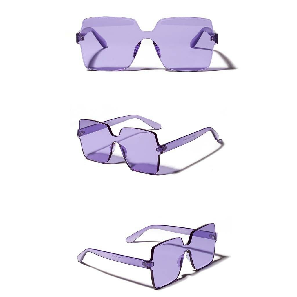 2pcs Womens One-piece Sunglasses Square Rimless Summer Sun Glasses Party