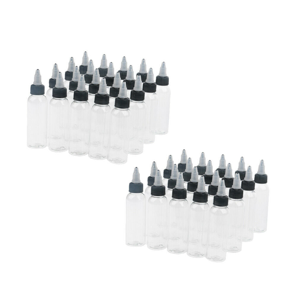 40Pcs PET Plastic 60ml 30ml Squeeze Bottles w/ Twist Caps for Crafts Glue