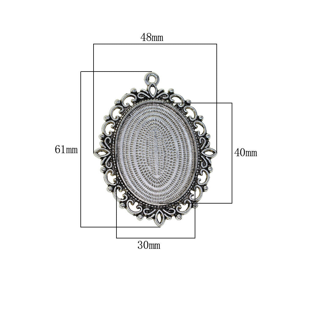 20pcs Oval Pendant Tray, Fit 30x40mm Cabochon, Default Setting Blank