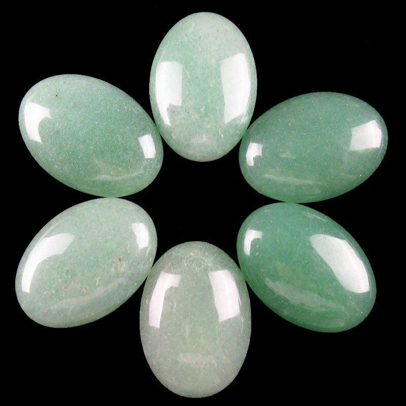 8Pcs 36g Natural Green Aventurine Oval 25x18x6mm Cab Cabochon A-242JM