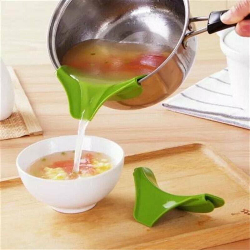 Pro Kitchen Silicone Funnel Anti-spill Deflector Pot Drain Pans Kitchenware Tool
