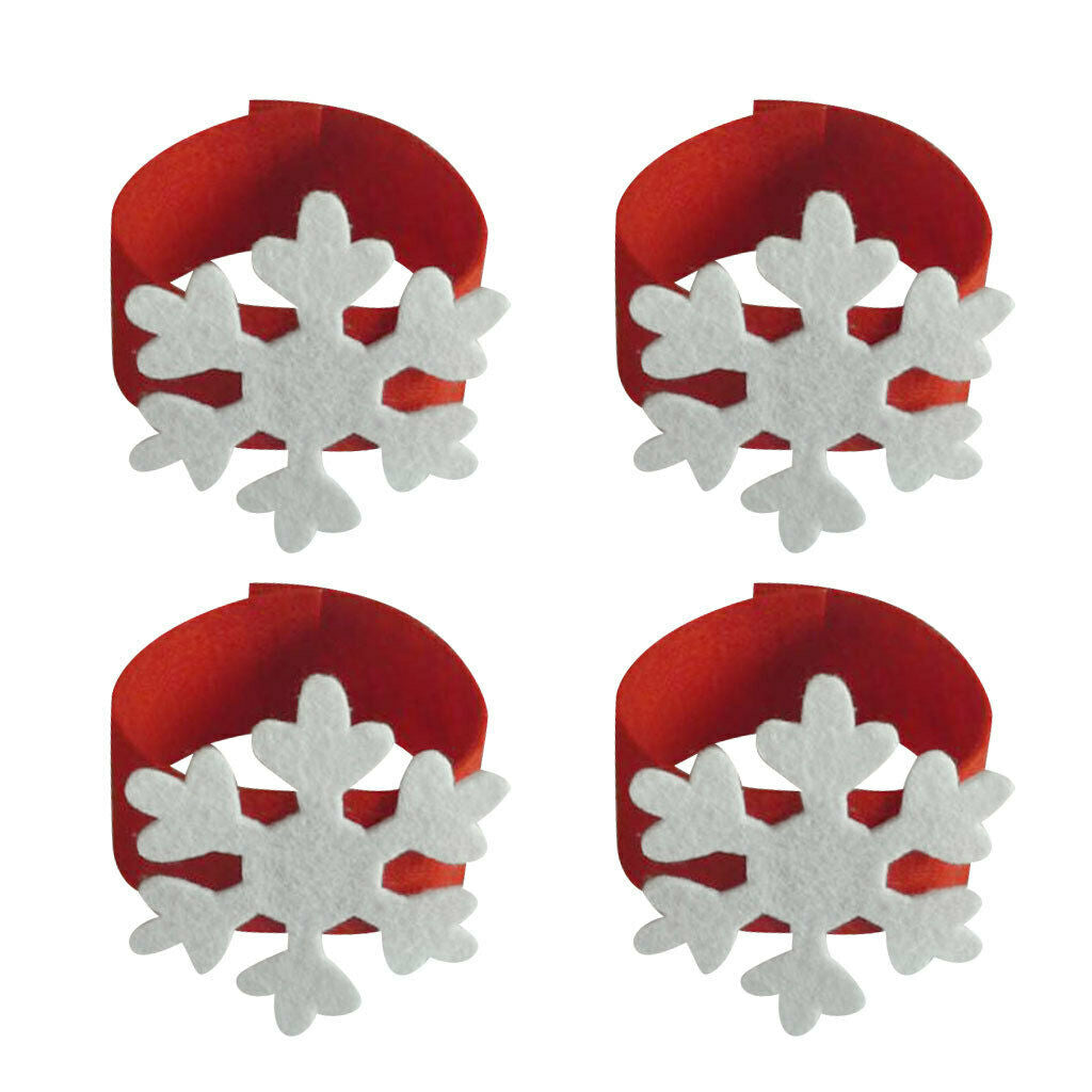 4pcs Tissue   Snowflake Napkin Buckle Home Hotel Wedding Xmas Decor Red