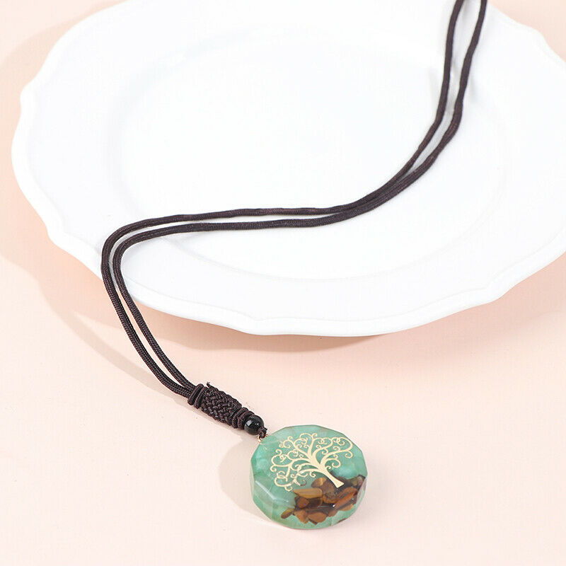 Orgonite Tiger'S Eye Stone Dongling Jade Pendant Energy Necklace JewelryB.bu LS
