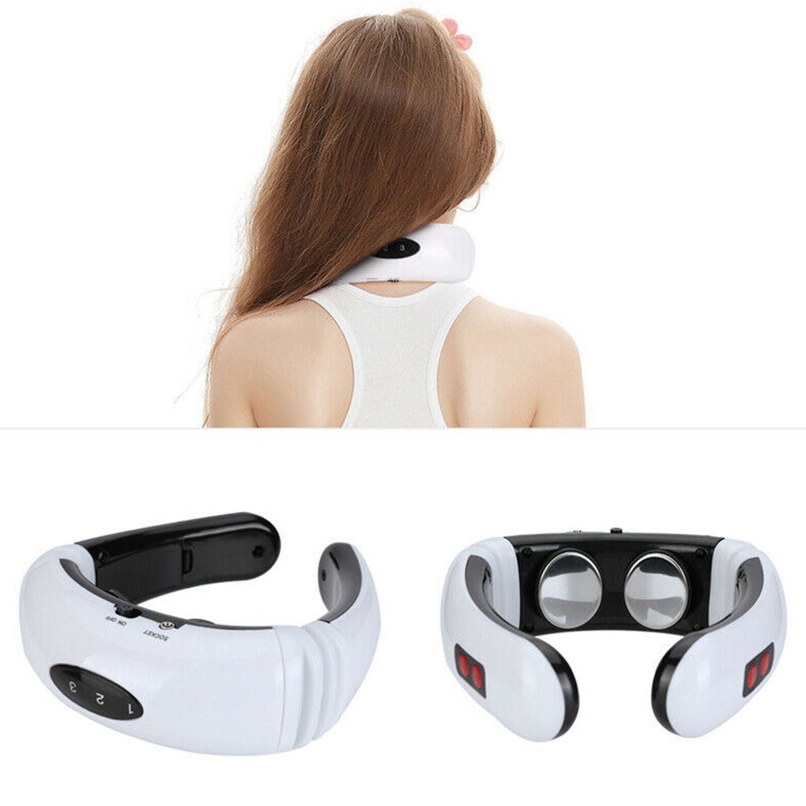 Back Neck Massager Electric Pulse Far Infrared Heating Pain Relief Health Relax