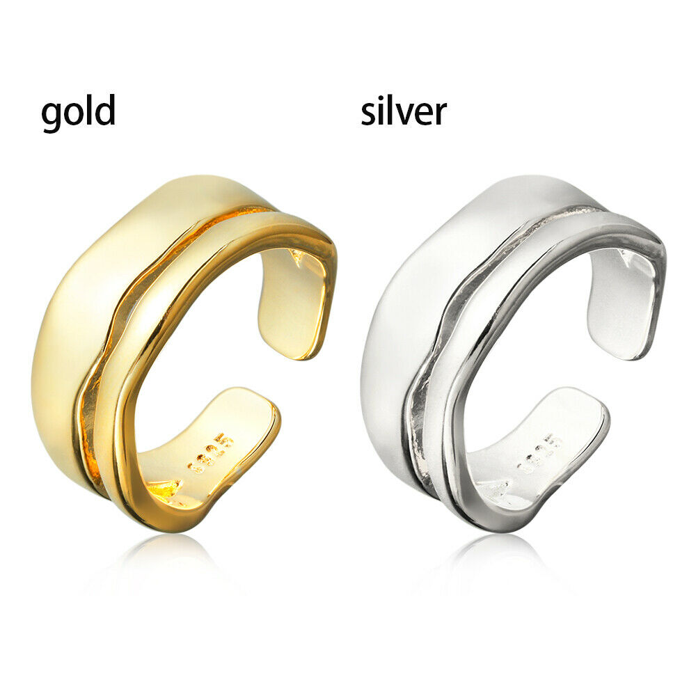 Women Elegant Trendy Adjustable Jewelry Double-Layer Irregular Wave Open Rings