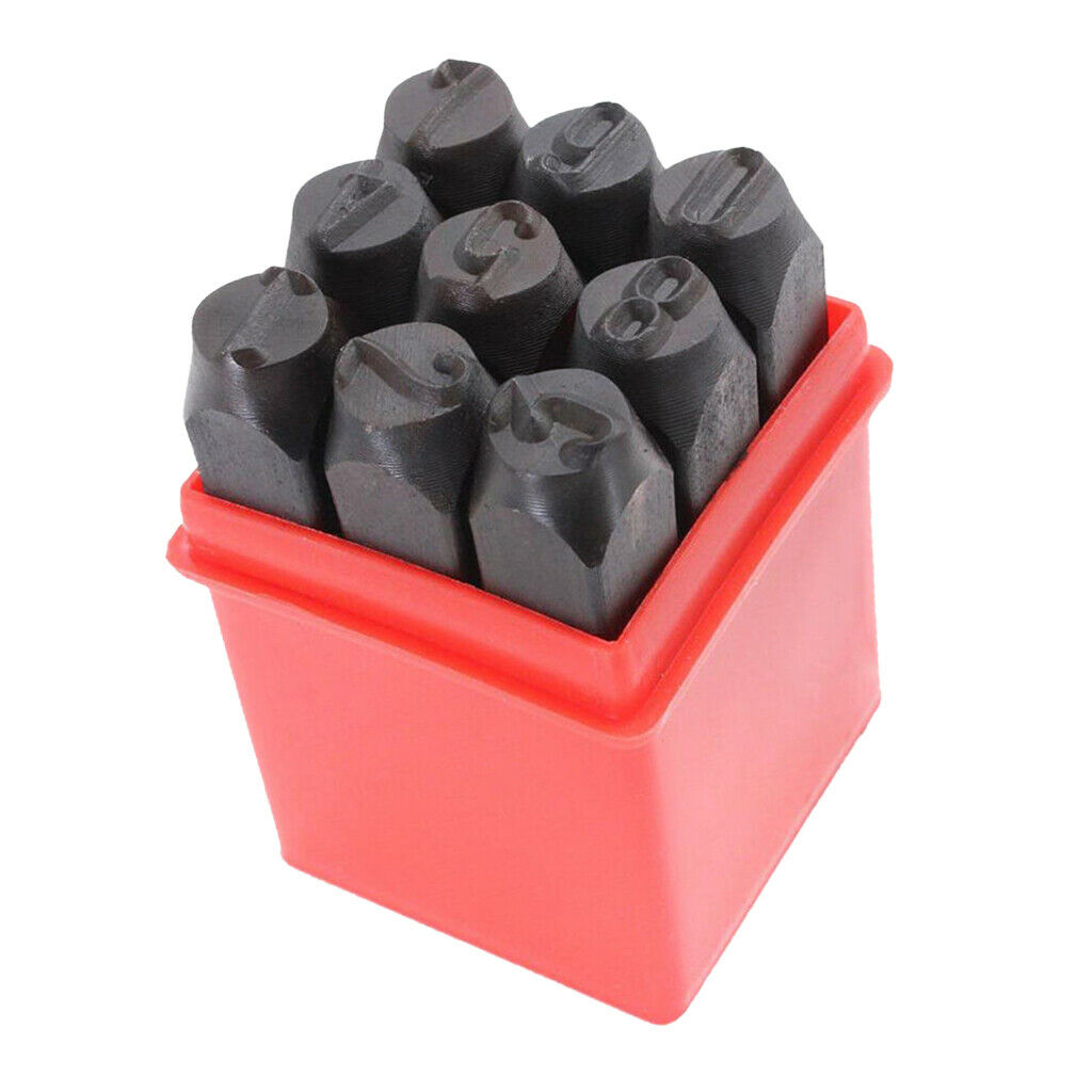 Durable 9pc 8mm Steel Letter Number Stamp Punch Set Metal Security Marking Tool